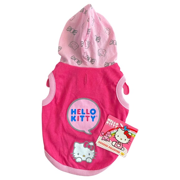 NEW Hello Kitty Dog Hoodie Shirt Graphic Print Pink Size S - Picture 2 of 10